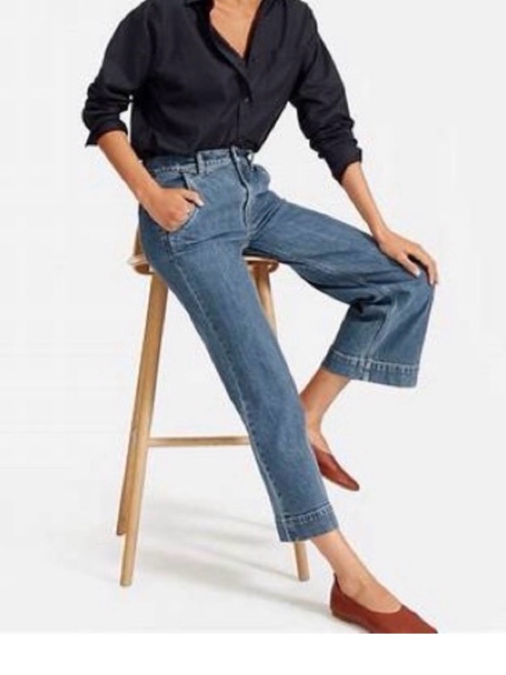 EVERLANE The Wide-Leg Jean Ankle Length Size 26 Blue Denim Good Condition
